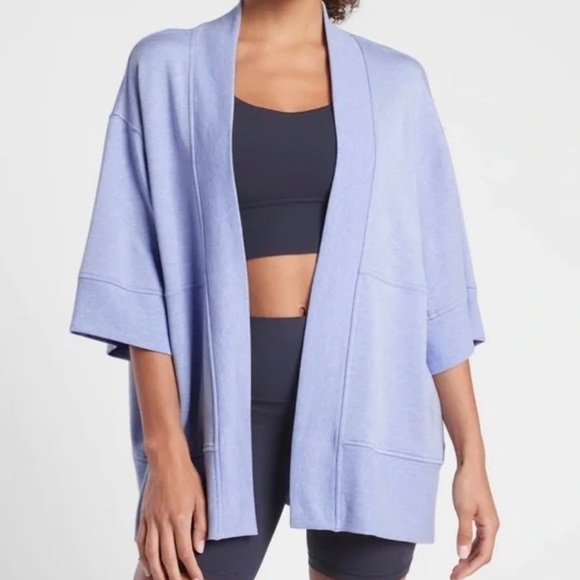 Athleta Sweaters - Athleta Lotus Textured Wrap Cardigan Open Front Blue Purple XXS/XS Oversized